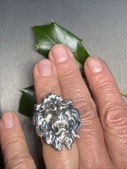 Vintage Cocktail Ring Lion Head Estate Jewelry HUGE Size 5.25 Estate Jewelry