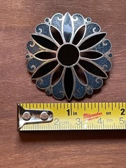Vintage M. Ocampo Taxco Mexico Sterling Silver 925 Flower Brooch Pendant Inlay