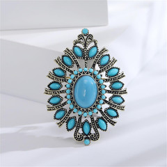 Western Brooch Pin, Multicolor Crystal Turquoise, Large Alloy Steel Lapel Pin fo