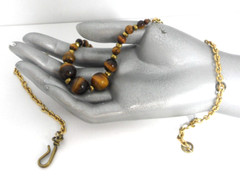 Tigers Eye Gemstone Bib Necklace Alternative June Birthstone Hippie Earth Tones