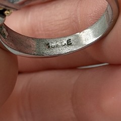 Vintage 18K White Gold Plated Blue Stone Two Tone Band Ring Size 9