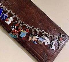 RARE VINTAGE AUSTRIA 800 SILVER ENAMEL LOADED CHARM BRACELET ESTATE FIND A+