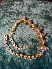 Filigree cone topaz glass necklace, filigree open work, 15 inch, beautiful