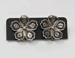 Sterling Silver Filigree Flower Screw-back Earrings Studs Vintage Dainty .75″