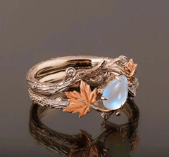 Golden Maple Leaf Ring Vintage Antique Golden Branch Maple Leaf Ring – Men,Women
