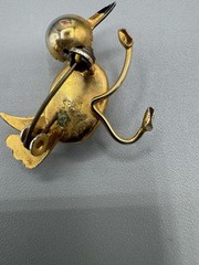 Vintage Jewelry Tiny Animated Bird Hand Painted Spain BROOCH PIN Blue