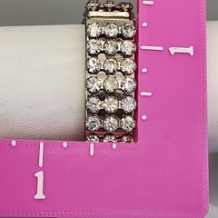 Vintage Expandable Clear Rhinestone Bracelet Hidden Compartment 6 1/8″ Stretch