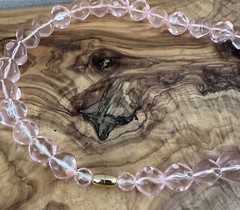 Vintage Pink Molded Resin Pools of Light Necklace • Glamorous Beads Screw Clasp