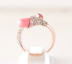 Rare 18KT Rose Gold 2.78ct Conch 0.80ct Diamond Ring ! 100% Genuine Conch Peal !