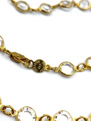 Vintage Signed Austrian Crystal USA Necklace Gold Tone Clear Bezel Set Stones