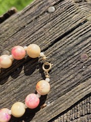 Vintage Lucite Marbled Pastel Necklace Beaded Spring Easter Pink Cream Blue