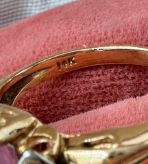 14K REAL SOLID YELLOW GOLD HALLMARKED TESTED GORGEOUS RING AMETHIST DIAMOND