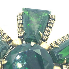 Vintage CZECH Glass Deep Green Brilliant & Tapered Baguette Rhinestone Brooch