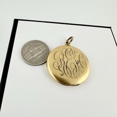 Antique Victorian Gold Filled Initial Monogram Locket Pendant W&H Co Repair Read