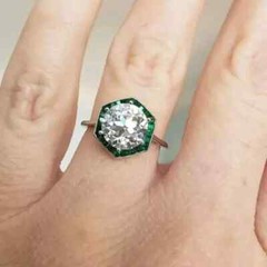 Vintage Art Deco Style 3Ct Lab Created Diamond Engagement Ring 14K White Gold FN