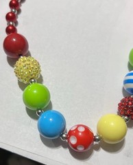 VTG Bubblegum Art Jewelry Lucite Resin Acrylic Faceted Bead Rhinestones Necklace