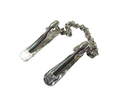 SWEATER GUARD SILVER TONE PLATED METAL TEXTURED