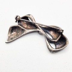Vintage 835 Silver Marcasite Bow Brooch Art Deco Ribbon Pin European Silver