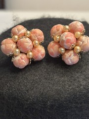 Vtg Japan Multi-Strand Necklace Clip Earrings Set Beaded Gold Toned Both Stamped