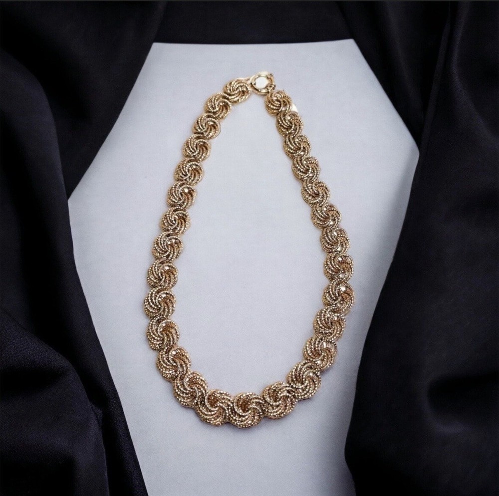 Vintage OT Turkey 925 Rose Gold Vermeil Chunky Chain Necklace 18.5″ 39.4g
