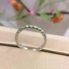 1.25Ct Round Cut Lab Created Diamond Half Eternity Engagement 925 Silver Band