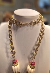 Vintage Lawrence VRBA STATEMENT Charm Long Necklace 29″ Plus 5″ Dangle Drop
