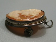 Antique 800 Silver Shell Cameo Brooch/Pendant 4.2 grams 27×21 mm. #39