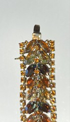 Vintage Juliana Aurora Borealis Goldtone Topaz Amber Bracelet & Earrings Set