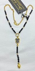 Allison Reed Black Onyx Bead Necklace Gold Plated 16″ Vintage NOS