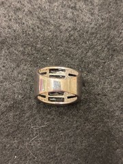 VINTAGE ART DECO WS STERLING 925 BLACK/CLEAR CZ CIGAR BAND COCKTAIL RING *8.7 gm