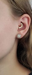 Art Deco Style Round Cut Lab Created Diamond Stud Earrings 14K White Gold Finish