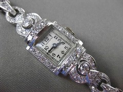 ANTIQUE LARGE 2.30CT OLD MINE DIAMOND PLATINUM HAMILTON WATCH F VVS/VS #14090