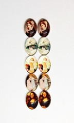 10 of 25x18mm Glass Victorian Art Deco Women Cameos, 5 Different Scenes, Nice