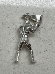 .925 Sterling Silver Boxer Charm Man Boxing 3D Loose Pendant Made in Mexico NMin