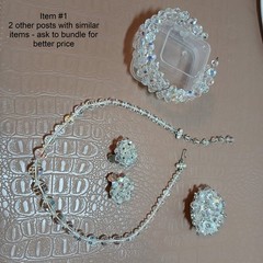 Aurora Borealis Crystal Matching Set VINTAGE necklace,earrings,brooch,bracelet