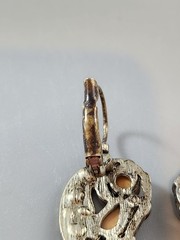 Vintage Crescent Teardrop Lever Back Silver Tone Dangle Earrings Yellow Boho