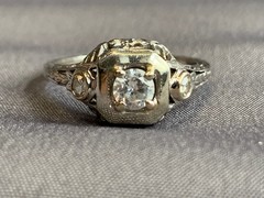 Vtg White Gold Diamond Ring 2.55g Fine Jewelry Size 5.25 Band Clear Stone *READ*