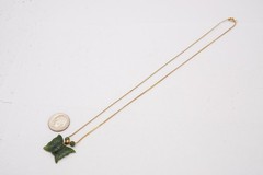 Vintage Gold Filled Jade Butterfly Pendant Necklace 17.75″