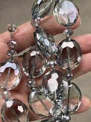 Beautiful Vintage Faceted Gray Glass & Crystal 24MM Beaded Statement Necklace