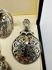 Old Silver 875 14k Gold Jewelry Set Ring Pendant Earrings Video