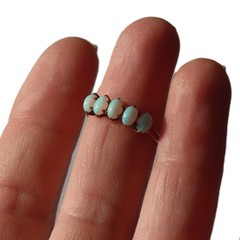 Antique Victorian 10-14k Rose Gold White 5 Cabochon Opal Band Ring sz9 c1900