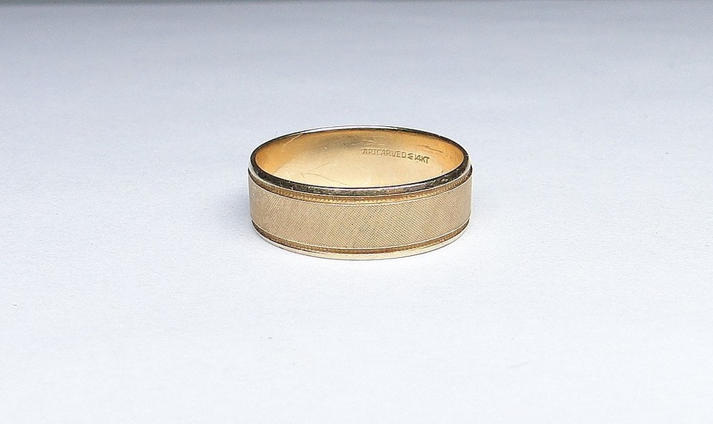 Vintage 14K Artcarved Brushed Gold Wedding Ring Unisex Band 6 1/2-6 3/4