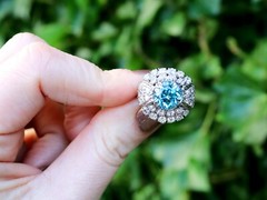 Vintage 5.70 Ct High Zircon 3.15 Ct Diamond 18k White Gold Dress Ring Size 5.5