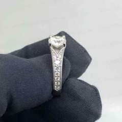 Art Deco Vintage Round Cut Lab Created Diamond 14K White Gold FN Engagement Ring
