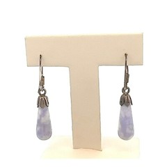 VTG Estate Sterling Silver & Charoite Pierced Hook Dangle Earrings! 195