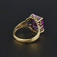 Art Deco 5.30Ct Lab-Created Purple Diamond Vintage Style Ring 14K Yellow Gold FN