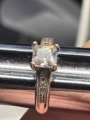 DM 925 sterling silver size 6 3/4 CZ Square stone Engagement Cocktail RING