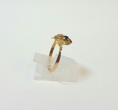 VINTAGE ONYX AND CUBIC ZIRCONIA 18K YELLOW GOLD RING SIZE 7