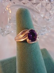 Vintage Oval Cut Amethyst Cocktail Band Ring Size 7 Sterling Silver