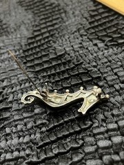 Vintage Sterling Silver Abalone Seahorse Brooch Signed CO Crystal Eye Ocean Pin